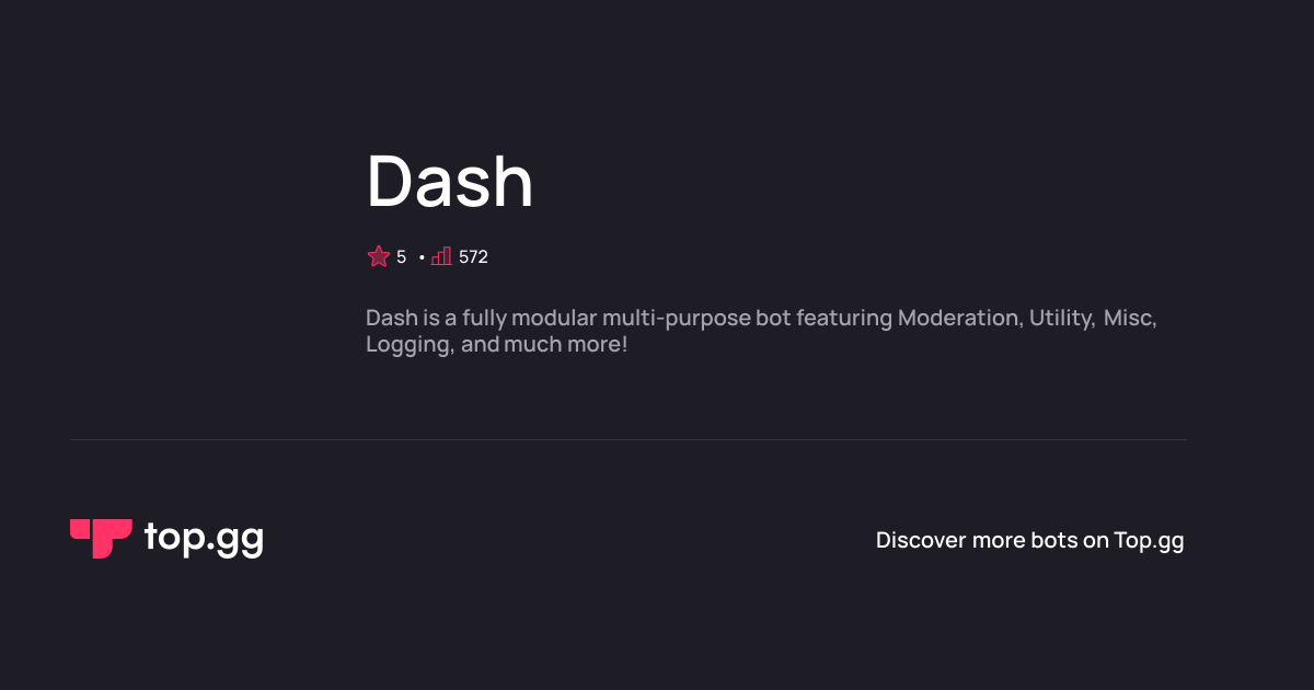 Add Dash Discord Bot | The #1 Discord Bot and Discord App List