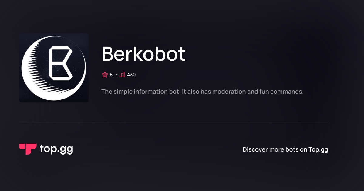 Add Berkobot Discord Bot | The #1 Discord Bot and Discord App List