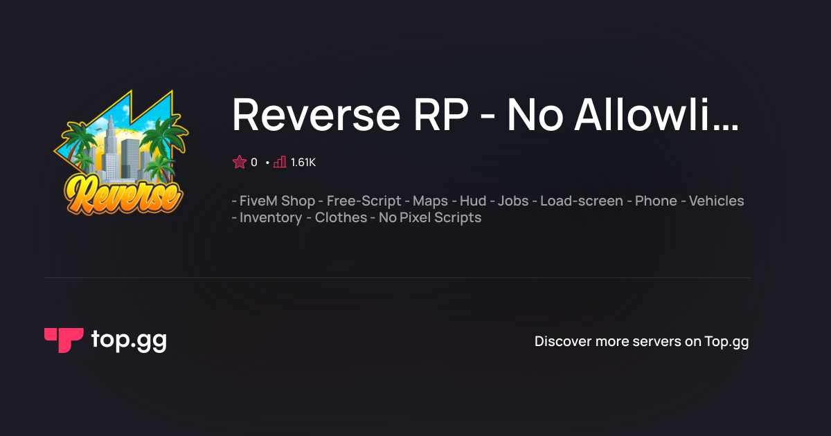 Reverse RP - No Allowlist 디스코드 서버에 가입하세요 | 최고의 Discord 서버 목록