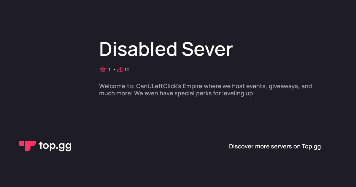 Join Disabled Sever Discord Server | The #1 Discord Server List