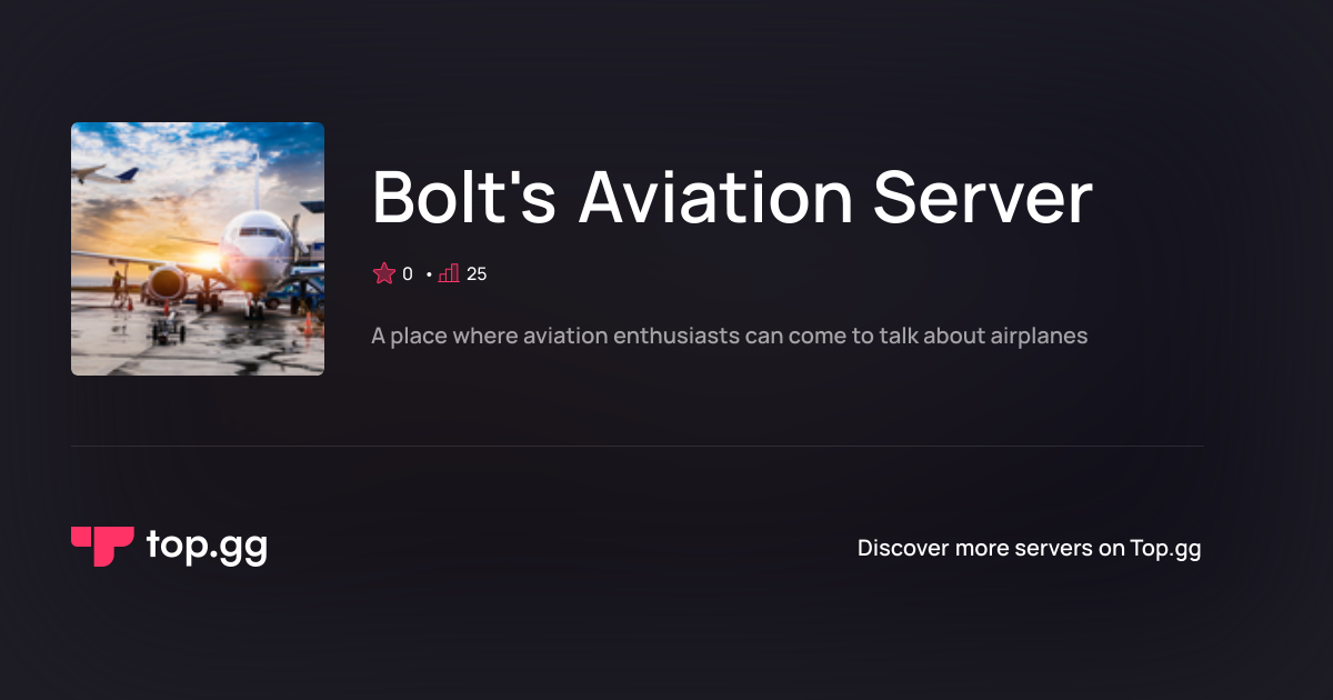 Join Bolt's Aviation Server Discord Server | The #1 Discord Server List