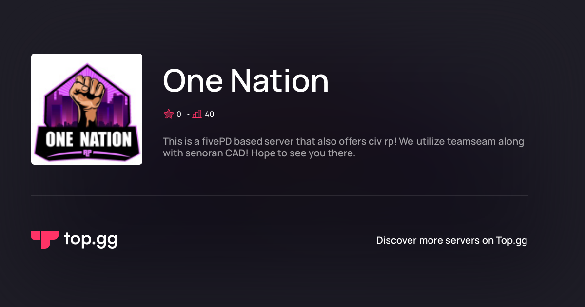 Join One Nation Discord Server | The #1 Discord Server List