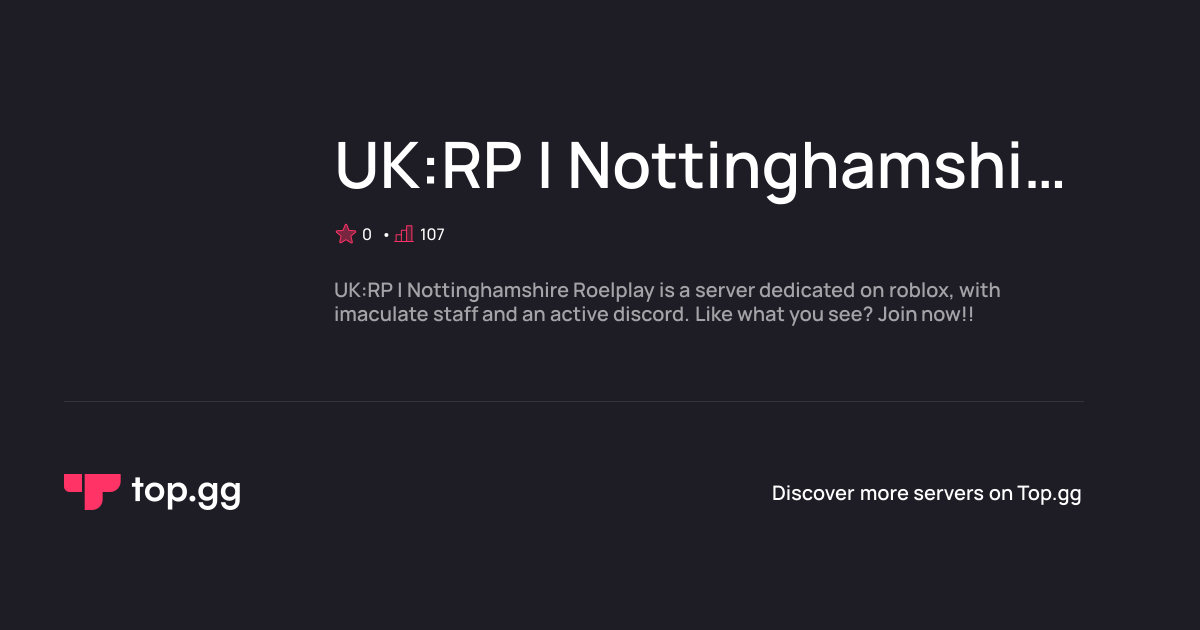 Join UK:RP | Nottinghamshire Roleplay Discord Server | The #1 Discord ...