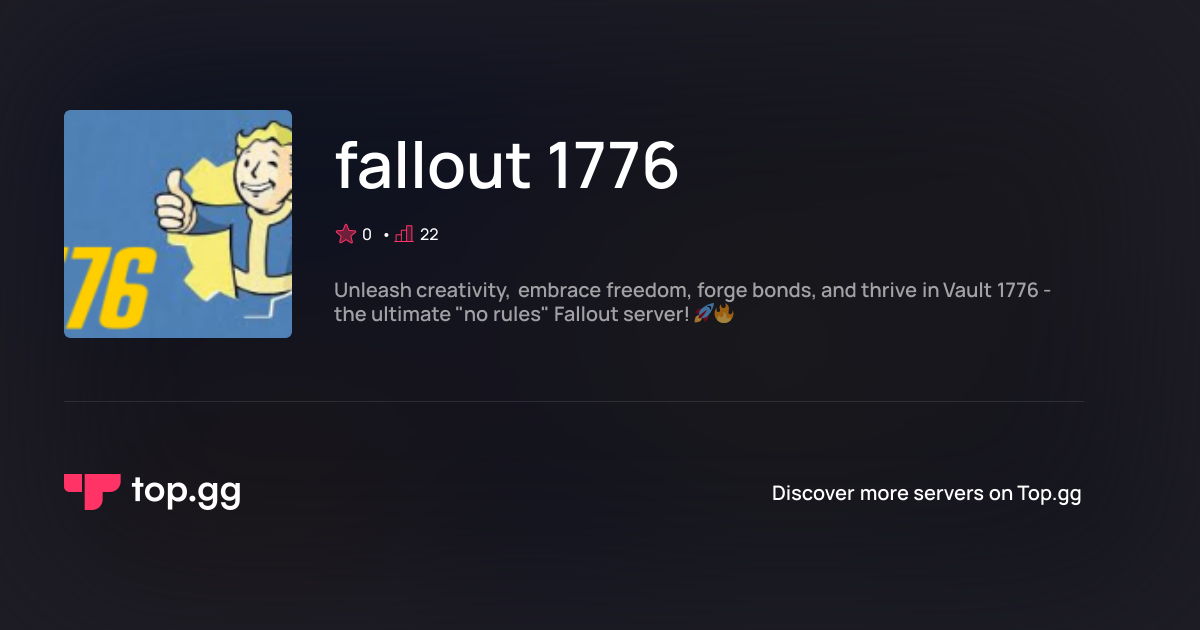 Join fallout 1776 Discord Server | The #1 Discord Server List