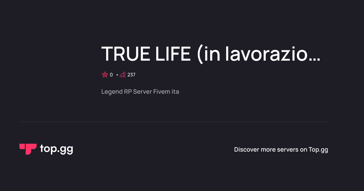 Join TRUE LIFE (in lavorazione) Discord Server | The #1 Discord Server List