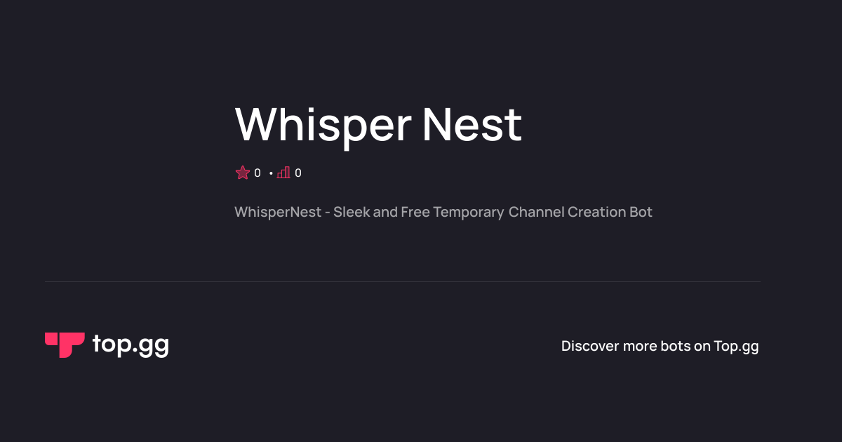 Add Whisper Nest Discord Bot | The #1 Discord Bot and Discord App List