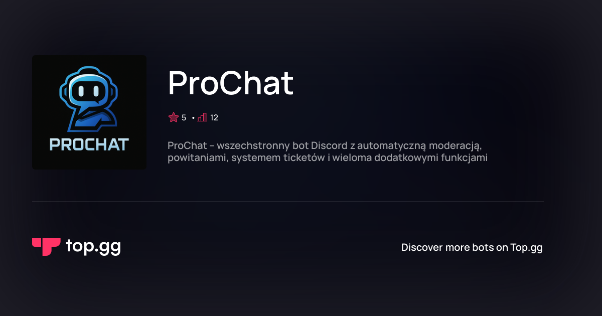 Add ProChat Discord Bot | The #1 Discord Bot and Discord App List