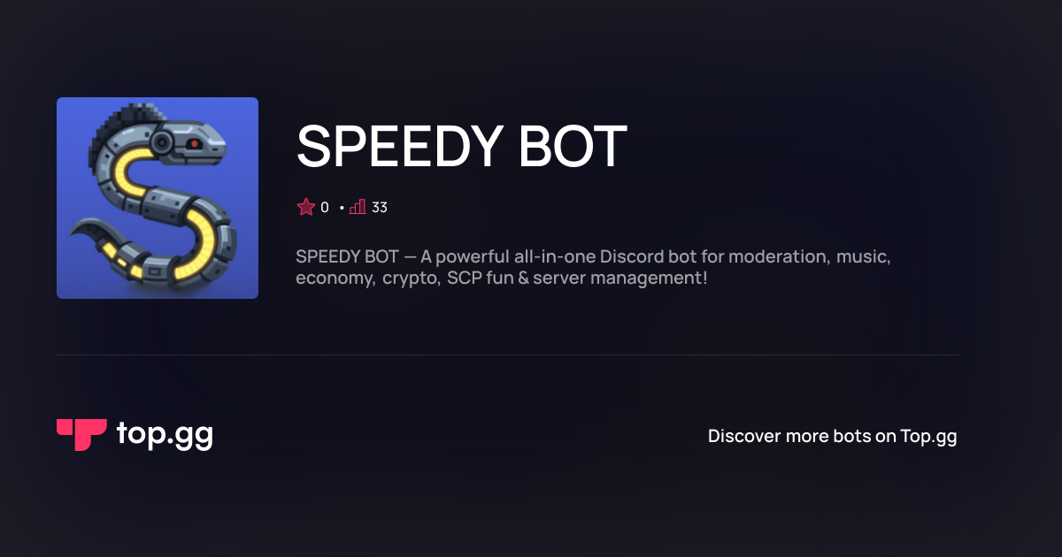 Add SPEEDY BOT Discord Bot | The #1 Discord Bot and Discord App List